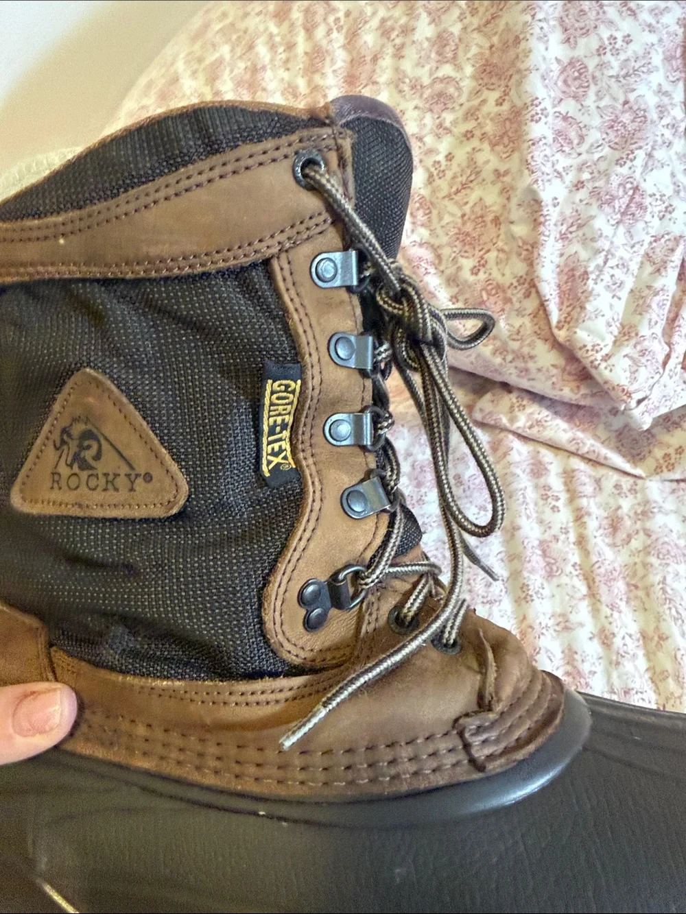 Rocky Brown and Black Men's Waterproof Lace-Up Rain & Snow Boots